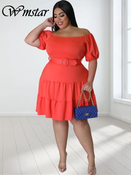 plus size dresses wmstar size for women solid off shoulder elegant midi dress summer clothes wholesale drop with belt 230826, Black
plus size dresses wmstar size for women solid off shoulder elegant midi dress summer clothes wholesale drop with belt 230826, Black