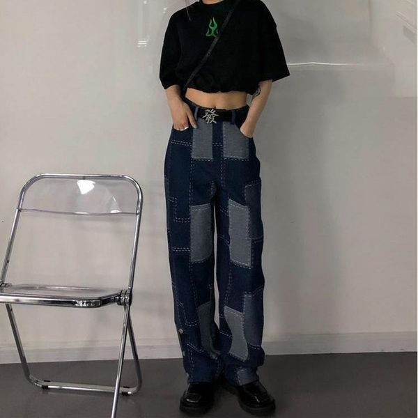 womens jeans grunge vintage patchwork plaid baggy women streetwear blue wide leg denim pants button high waist trousers female 230826
womens jeans grunge vintage patchwork plaid baggy women streetwear blue wide leg denim pants button high waist trousers female 230826