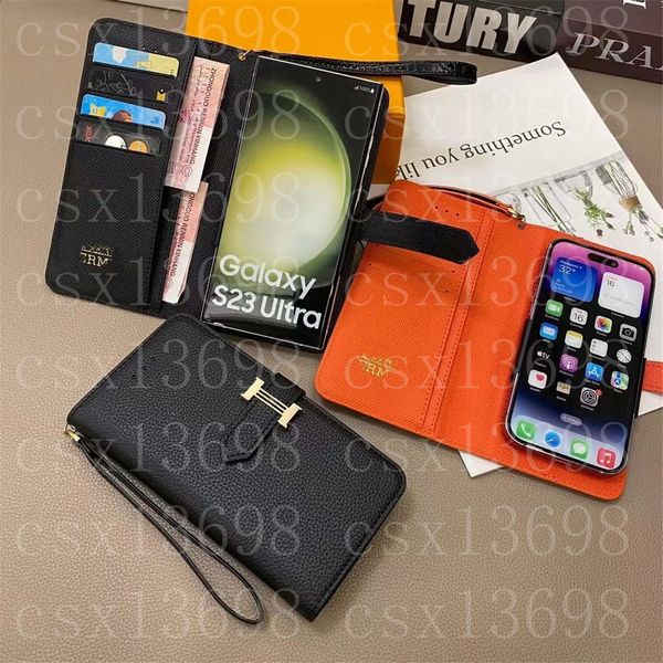 Image of Designer Card Wallet Phone Cases for iPhone 15 14 13 12 11 Pro Max 14pro 14plus X XR XS 7 8 Plus Samsung S23 S22 S21 Ultra Note 20 10 Luxury Universal Handbag Cover Shell