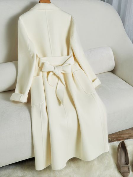 women's wool blends white double side wool cashmere coat for women slim long over knee suit collar lady wear warm fashion woolen coat 2, Black
women's wool blends white double side wool cashmere coat for women slim long over knee suit collar lady wear warm fashion woolen coat 2, Black