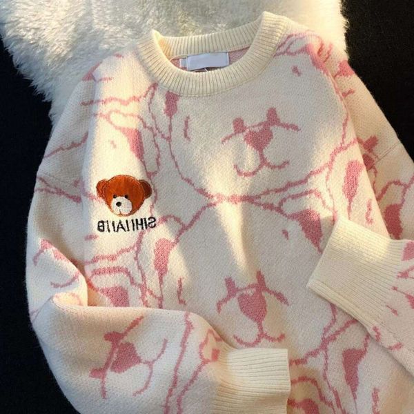 little bear sweater womens autumn and winter lazy wind loose outer wear soft gentle hong kong flavored reductive, White;black
little bear sweater womens autumn and winter lazy wind loose outer wear soft gentle hong kong flavored reductive, White;black