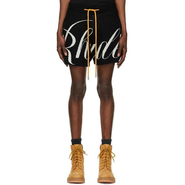 rhude letter jacquard drawstring sports shorts american high street versatile loose knitted woolen capris, White;black
rhude letter jacquard drawstring sports shorts american high street versatile loose knitted woolen capris, White;black