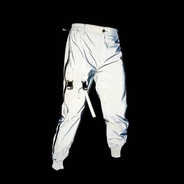 men's pants holographic reflective rave cargo streetwear unique bottoms festival fit 230826, Black
men's pants holographic reflective rave cargo streetwear unique bottoms festival fit 230826, Black