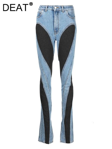 women's pants capris deat women's jeans slim patchwork pocket high waist contrasting color long denim pencil pants summer fashion, Black;white 
women's pants capris deat women's jeans slim patchwork pocket high waist contrasting color long denim pencil pants summer fashion, Black;white