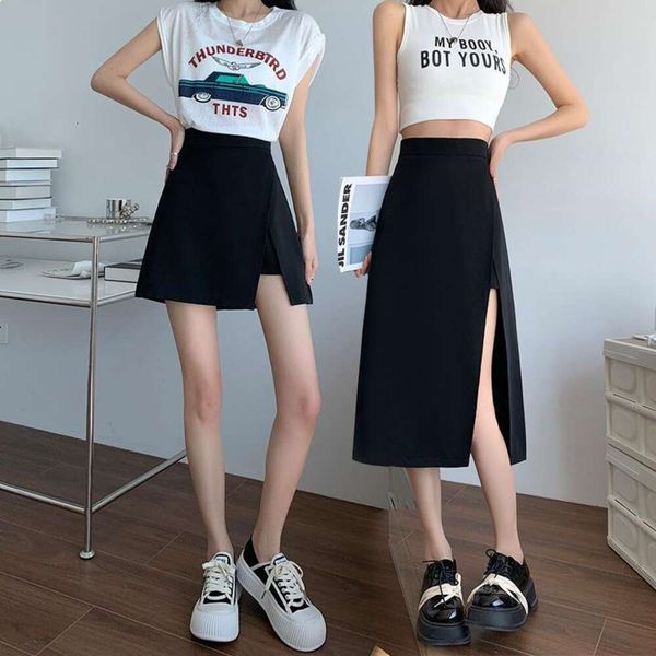 black split skirt for women spring and summer a line short high waist slim drooping medium long hip wrap
black split skirt for women spring and summer a line short high waist slim drooping medium long hip wrap