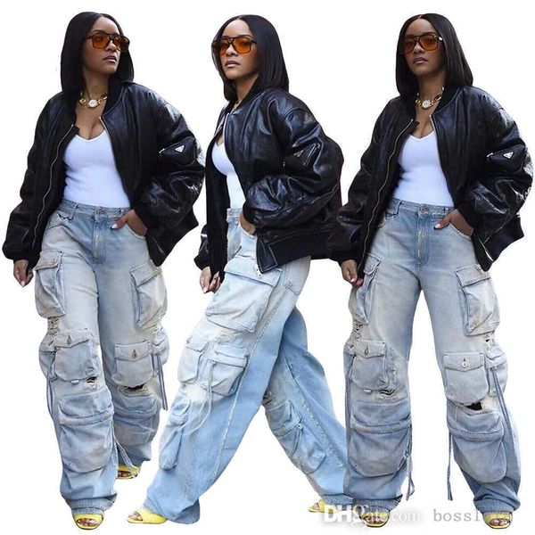 2023 new autumn designer women jeans three-dimensional multi bag denim pants casual wide leg pants, Blue
2023 new autumn designer women jeans three-dimensional multi bag denim pants casual wide leg pants, Blue