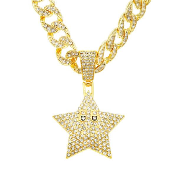 hip hop rapper diamond pendant necklace full drill cartoon star pendant micro-inset zircon jewelry night club accessory sweater collarbone c, Silver
hip hop rapper diamond pendant necklace full drill cartoon star pendant micro-inset zircon jewelry night club accessory sweater collarbone c, Silver