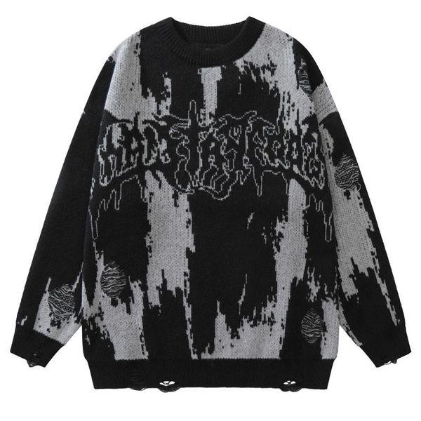 men's sweaters hip hop ripped sweaters men y2k vintage knitted punk gothic streetwear women jumpers sweater harajuku fashion oversized, White;black
men's sweaters hip hop ripped sweaters men y2k vintage knitted punk gothic streetwear women jumpers sweater harajuku fashion oversized, White;black