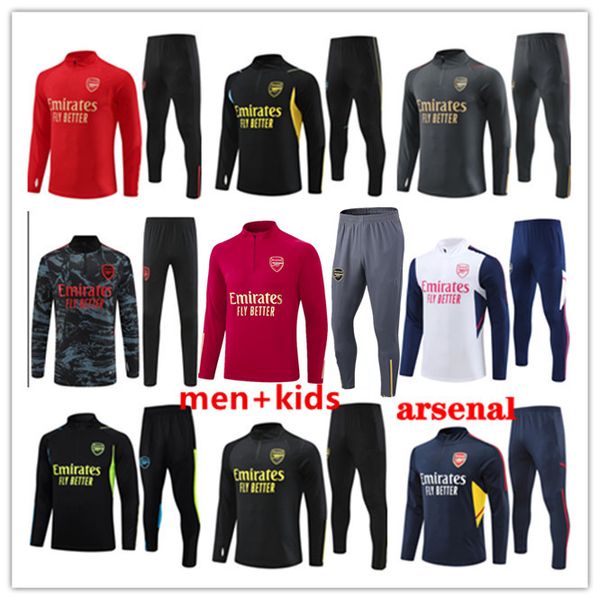 Image of 2023 2024 Arsenal tracksuit sets Men kids soccer football 23 24 Half pulled Long Sleeve soccer football Gunners training suit survetement foot chandal jogging kits