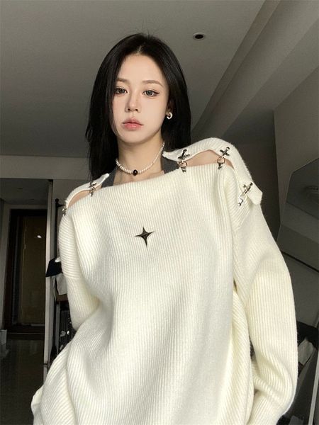 women's sweaters off shoulder slash neck pullover sweater autumn loose casual solid jumpers harajuku vintage fashion y2k grunge 230827, White;black
women's sweaters off shoulder slash neck pullover sweater autumn loose casual solid jumpers harajuku vintage fashion y2k grunge 230827, White;black