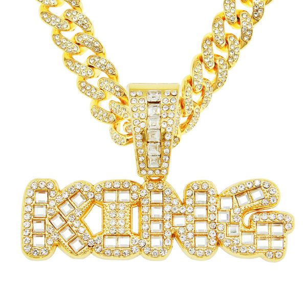 hip hop men rapper diamond pendant necklace shiny king letters pendant square zircon jewelry night club accessory sweater collarbone cuban c, Silver
hip hop men rapper diamond pendant necklace shiny king letters pendant square zircon jewelry night club accessory sweater collarbone cuban c, Silver