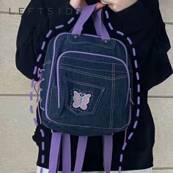 school bags leftside tie cute korean fashion y2k womens small backpack patchwork simple travel denim student female book bag 230826
school bags leftside tie cute korean fashion y2k womens small backpack patchwork simple travel denim student female book bag 230826