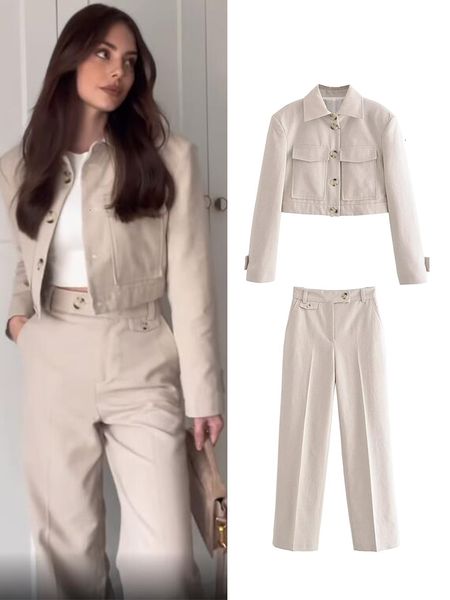 women s two piece pants traf women short blazer jackets suits sets 2023 spring single breasted casual zipper pencil holiday style outwear 23, White
women s two piece pants traf women short blazer jackets suits sets 2023 spring single breasted casual zipper pencil holiday style outwear 23, White