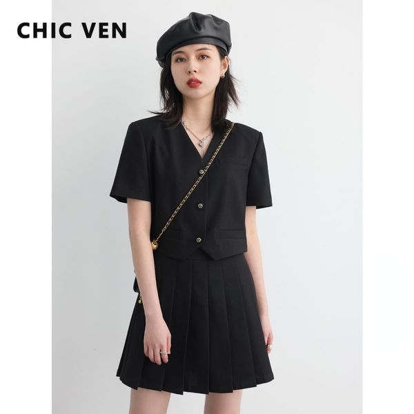 two piece dress chic ven women's short sleeved blazer vneck slim fit female high waisted pleated skirt school girl suits summer 2023 23, White
two piece dress chic ven women's short sleeved blazer vneck slim fit female high waisted pleated skirt school girl suits summer 2023 23, White