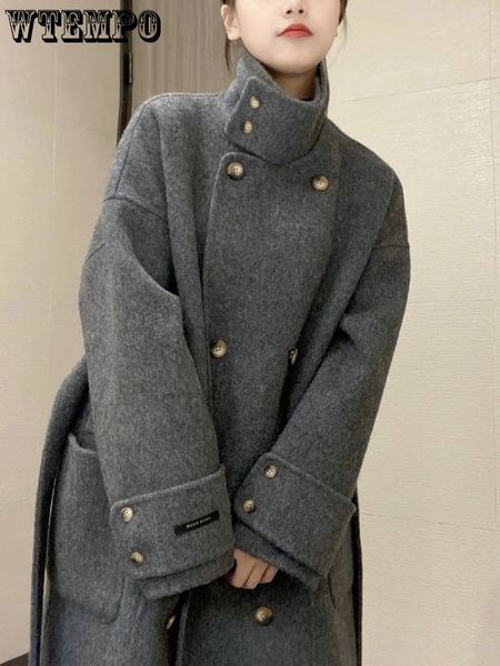 women's wool blends thicken woolen long coat women vintage outwear turn-down blend jacket ladies gray elegant raglan sleeve outfit autu, Black
women's wool blends thicken woolen long coat women vintage outwear turn-down blend jacket ladies gray elegant raglan sleeve outfit autu, Black