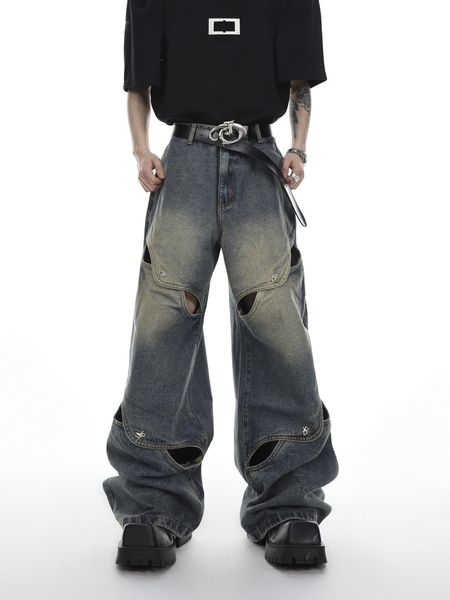 men's jeans houzhou wide leg jeans pants men streetwear baggy distressed denim trousers male oversize hollow out casual korean hip hop, Blue
men's jeans houzhou wide leg jeans pants men streetwear baggy distressed denim trousers male oversize hollow out casual korean hip hop, Blue