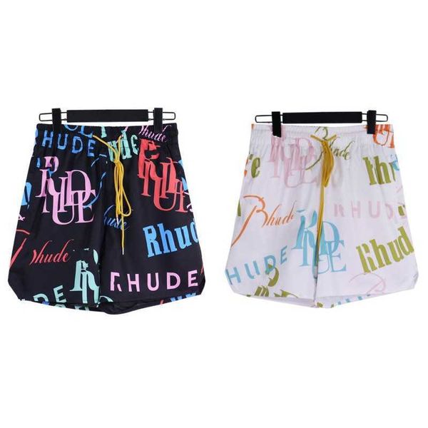 high version rhude full letter printed drawstring shorts loose casual sports capris, White;black
high version rhude full letter printed drawstring shorts loose casual sports capris, White;black