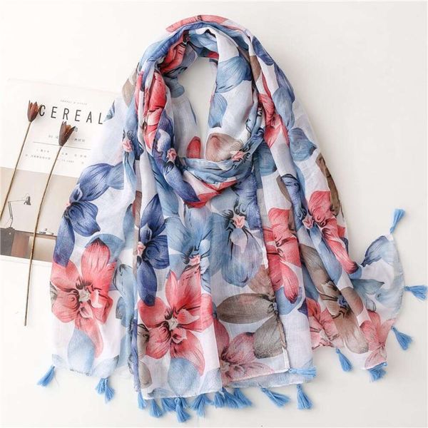 item like bamboo gauze cotton and linen scarf big flower print decoration warm shawl long tasseled, Blue;gray
item like bamboo gauze cotton and linen scarf big flower print decoration warm shawl long tasseled, Blue;gray