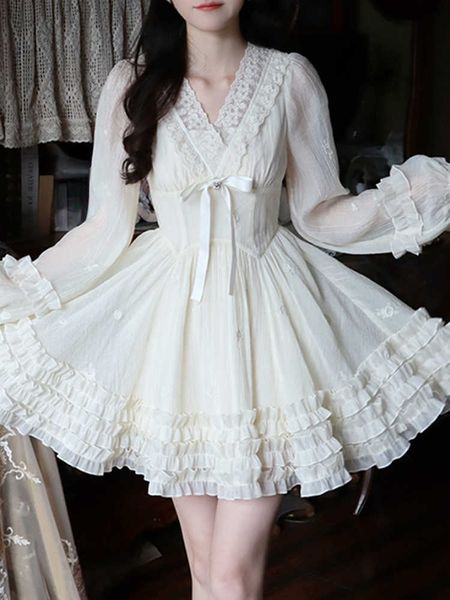 chiffon lace vintage elegant dres a line causal sweet mini dress ladies lantern sleeve bow princess kawaii summer 230808, White;black
chiffon lace vintage elegant dres a line causal sweet mini dress ladies lantern sleeve bow princess kawaii summer 230808, White;black