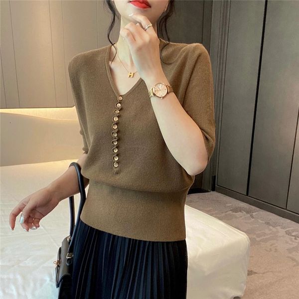 women's sweaters women ruffled buttons elegant chic knitwears summer fashion v neck half sleeve solid slim pullovers office lady basic, White;black
women's sweaters women ruffled buttons elegant chic knitwears summer fashion v neck half sleeve solid slim pullovers office lady basic, White;black