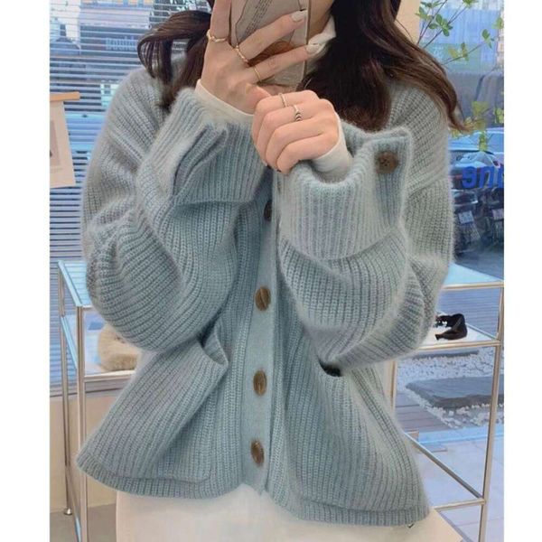french autumn sweater loose style western raccoon velvet milk blue womens soft glutinous thick coat, White;black
french autumn sweater loose style western raccoon velvet milk blue womens soft glutinous thick coat, White;black