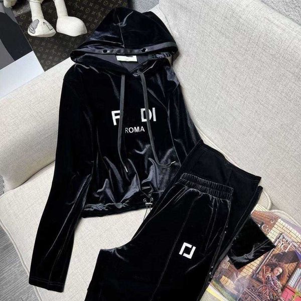 designer women's tracksuit women's two-piece hoodie set early spring new velvet letter embroidery women's velvet two piece se, Gray
designer women's tracksuit women's two-piece hoodie set early spring new velvet letter embroidery women's velvet two piece se, Gray