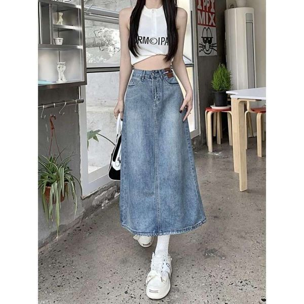 high waisted retract style cowboy skirt for children summer small scale large skinned mid long a line short, Black
high waisted retract style cowboy skirt for children summer small scale large skinned mid long a line short, Black
