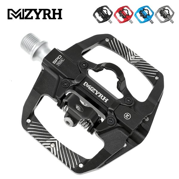 Image of Bike Pedals Two Usages Bicycle Pedal 2 In 1 With Free Cleat For SPD System MTB Road Aluminum Antislip Sealed Bearing Lock Accessories 230826