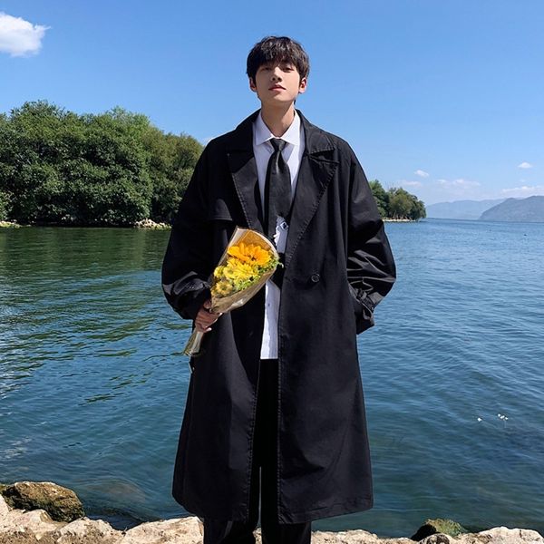 men's trench coats spring autumn long oversized black khaki men raglan sleeve lace up loose casual coat korean fashion allmatch clothes, Tan;black
men's trench coats spring autumn long oversized black khaki men raglan sleeve lace up loose casual coat korean fashion allmatch clothes, Tan;black