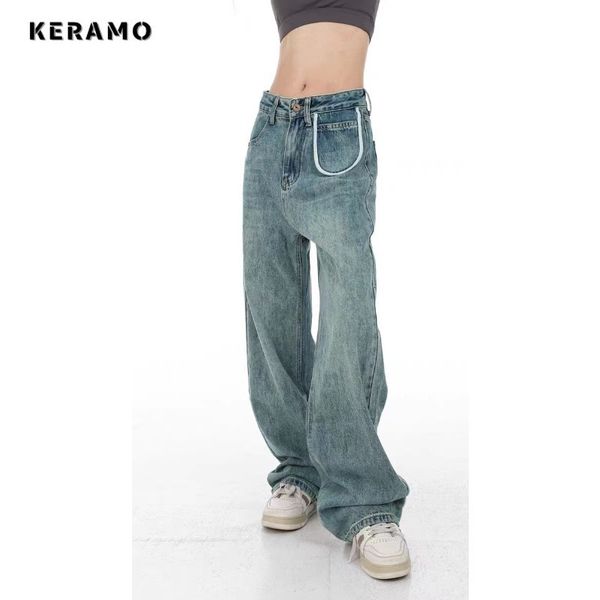women's jeans vintage streetwear style blue straight high waist pants korean wide leg baggy y2k full length denim trouser 230826
women's jeans vintage streetwear style blue straight high waist pants korean wide leg baggy y2k full length denim trouser 230826