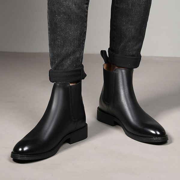 boots spring winter elegant chelsea genuine leather men shoes slipon dress formal mens for 230826, Black
boots spring winter elegant chelsea genuine leather men shoes slipon dress formal mens for 230826, Black