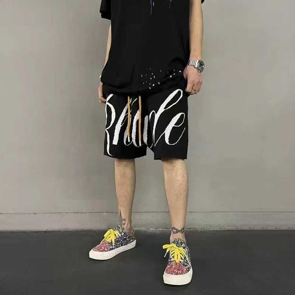 rhude fashion brand american summer high street sports casual jacquard knitted loose capris shorts for men and women, White;black
rhude fashion brand american summer high street sports casual jacquard knitted loose capris shorts for men and women, White;black