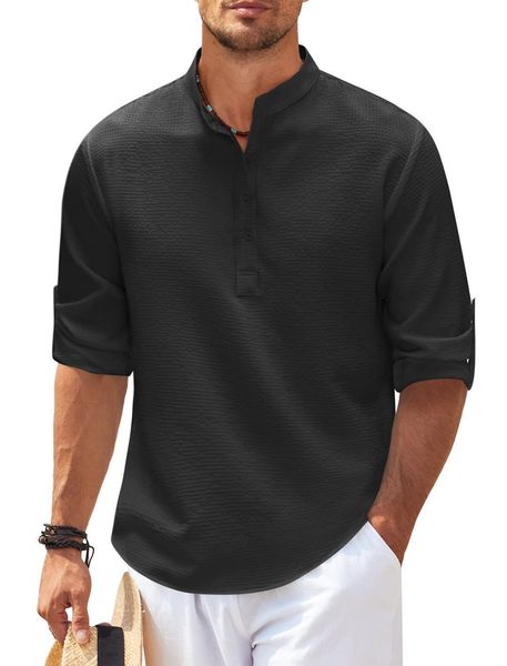 men's dress shirts cotton linen longsleeved spring autumn solid color standup collar casual beach style plus size s5xl 230826, White;black
men's dress shirts cotton linen longsleeved spring autumn solid color standup collar casual beach style plus size s5xl 230826, White;black