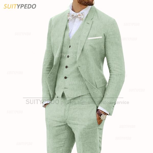 men's suits blazers linen suit for men 3 pieces casual slim fit summer classic blazer vest pants set formal prom wedding business men t, White;black
men's suits blazers linen suit for men 3 pieces casual slim fit summer classic blazer vest pants set formal prom wedding business men t, White;black