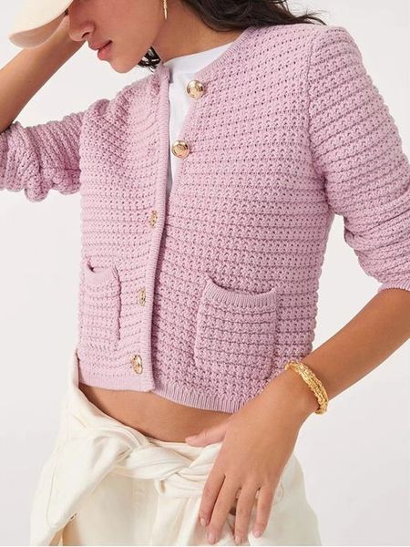 women s knits tees 2023 autumn knit short cardigan for women metal buttons long sleeve single breasted pockets female o neck sweater coat 23, White
women s knits tees 2023 autumn knit short cardigan for women metal buttons long sleeve single breasted pockets female o neck sweater coat 23, White