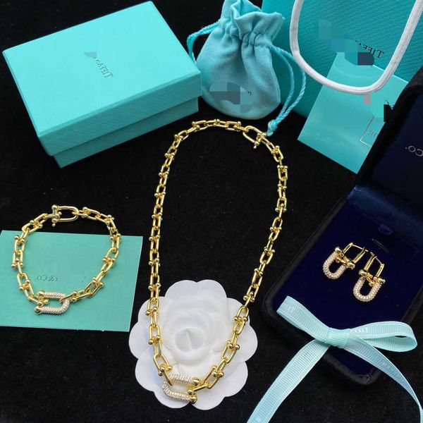 designer necklace t new chain bracelet earnail set versatile couple personality tiffaniess, Silver
designer necklace t new chain bracelet earnail set versatile couple personality tiffaniess, Silver