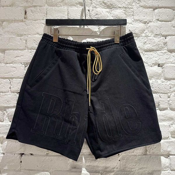 american fashion brand rhude summer letter embroidery drawstring simple casual men's and women's shorts capris, White;black
american fashion brand rhude summer letter embroidery drawstring simple casual men's and women's shorts capris, White;black