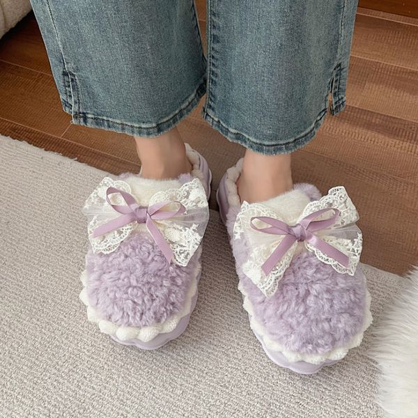 slippers fashion lace bowknot fluffy slippers women soft thick bottom home plush shoes for winter non-slip warm cotton-padded shoes woman 23, Black
slippers fashion lace bowknot fluffy slippers women soft thick bottom home plush shoes for winter non-slip warm cotton-padded shoes woman 23, Black