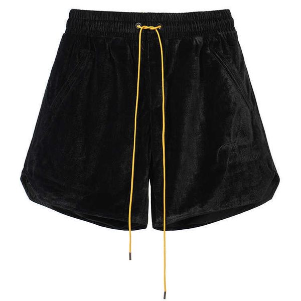 rhude embroidered velvet drawstring shorts fashion brand american summer sports loose relaxed solid color capris, White;black
rhude embroidered velvet drawstring shorts fashion brand american summer sports loose relaxed solid color capris, White;black