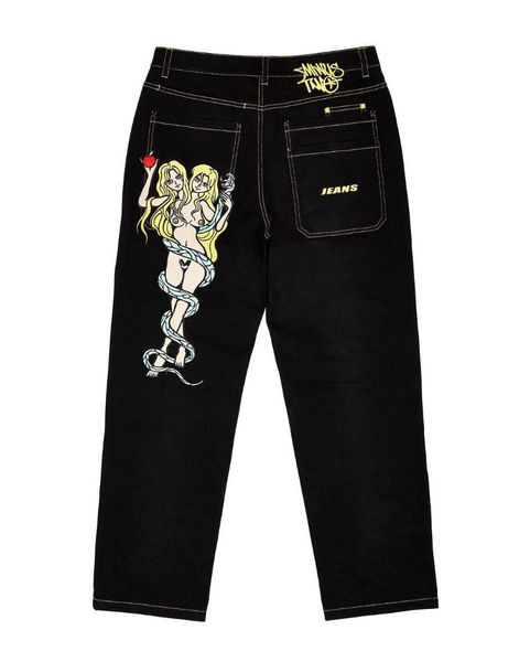 men's jeans hip hop streetwear men's jeans fashion devil print low waist straight wide leg pants retro casual loose denim trousers, Blue
men's jeans hip hop streetwear men's jeans fashion devil print low waist straight wide leg pants retro casual loose denim trousers, Blue