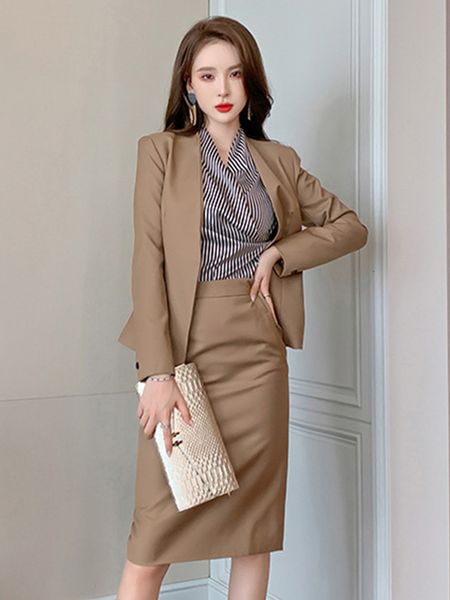 two piece dress 2023 spring professional elegant 2 pieces set khaki open stitch jacket split midi skirt office business formal lady suits 23, White
two piece dress 2023 spring professional elegant 2 pieces set khaki open stitch jacket split midi skirt office business formal lady suits 23, White