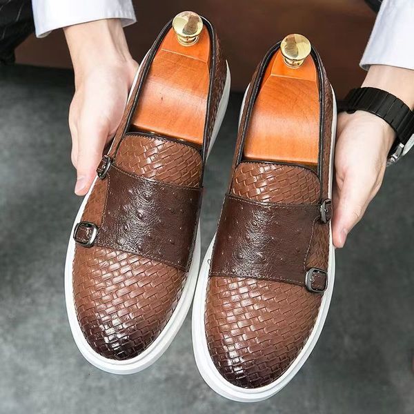 dress shoes brown men's vulcanize double buckle monk black slipon lazy handmade men casual 230826
dress shoes brown men's vulcanize double buckle monk black slipon lazy handmade men casual 230826