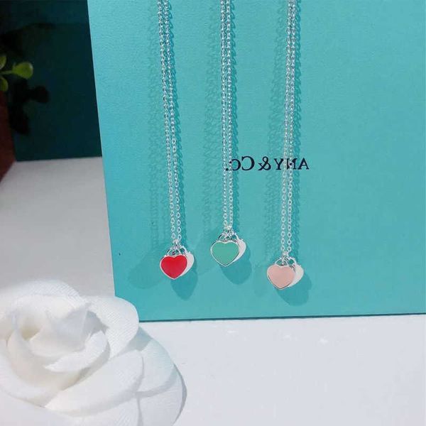 designer necklace double love oil dropping enamel red blue pink tricolor heart shaped t family collar chain women's jewelry tiffaniess, Silver
designer necklace double love oil dropping enamel red blue pink tricolor heart shaped t family collar chain women's jewelry tiffaniess, Silver