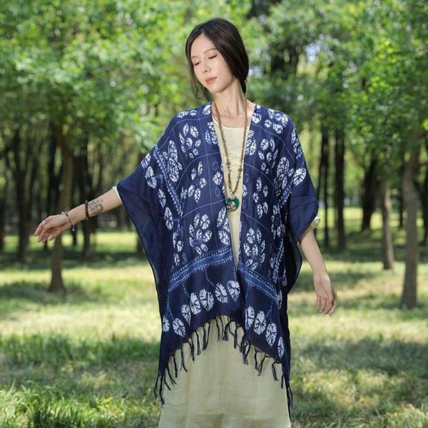 tie dye ethnic style cardigan wraps yunnan travel jacket sunblock shawl cotton and linen scarf for women, Blue;gray
tie dye ethnic style cardigan wraps yunnan travel jacket sunblock shawl cotton and linen scarf for women, Blue;gray