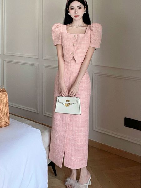 two piece dress korea french small fragrance tweed two piece sets women outfits vintage jacket coat long skirt 2 piece suits 230827, White
two piece dress korea french small fragrance tweed two piece sets women outfits vintage jacket coat long skirt 2 piece suits 230827, White