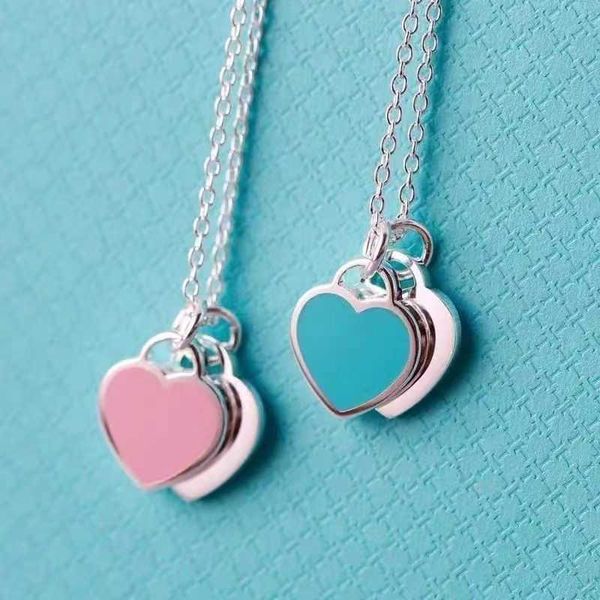 designer necklace t family love female red heart drop enamel blue collar chain double pendant tiffaniess, Silver
designer necklace t family love female red heart drop enamel blue collar chain double pendant tiffaniess, Silver
