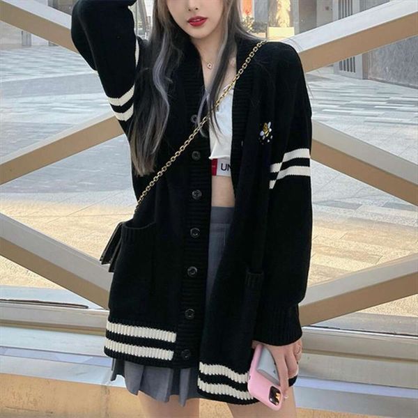 autumn and winter embroidered bee sweaters womens coats lazy wind loose outer wear design sense small soft, White;black
autumn and winter embroidered bee sweaters womens coats lazy wind loose outer wear design sense small soft, White;black