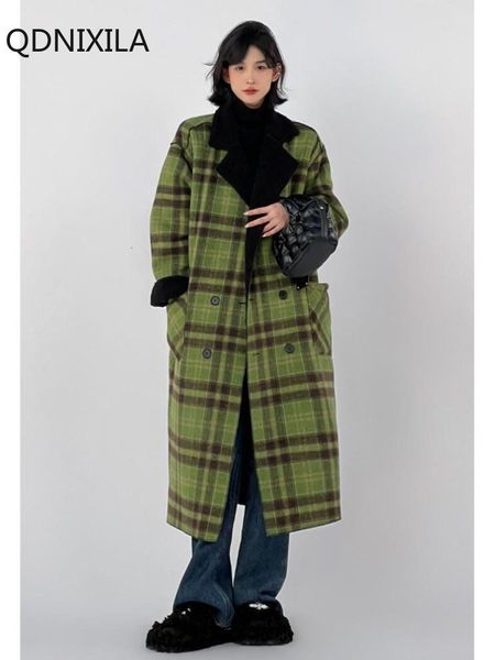 women's wool blends women's winter coats green plaid double wear woolen coat vintage mid length coat over knee long sleeve loose w, Black
women's wool blends women's winter coats green plaid double wear woolen coat vintage mid length coat over knee long sleeve loose w, Black