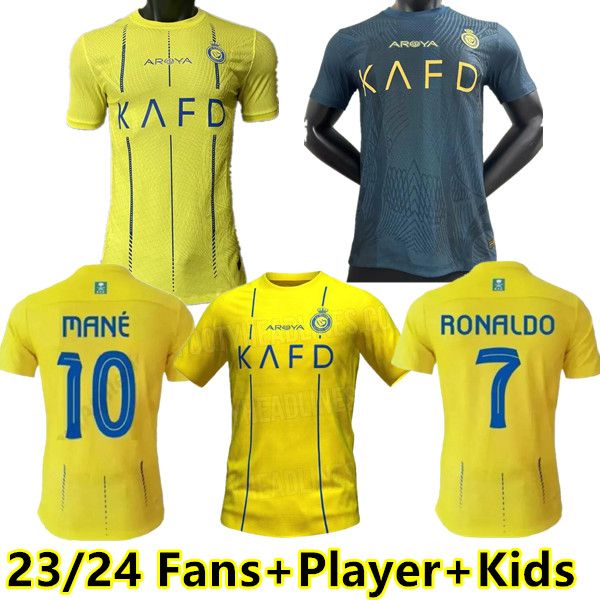 23 24 al nassr fc soccer jerseys ronaldo 2023 2024 home yellow away cr7 gonzalo mane martinez talisca women fans player version men kids kit, Black;yellow
23 24 al nassr fc soccer jerseys ronaldo 2023 2024 home yellow away cr7 gonzalo mane martinez talisca women fans player version men kids kit, Black;yellow