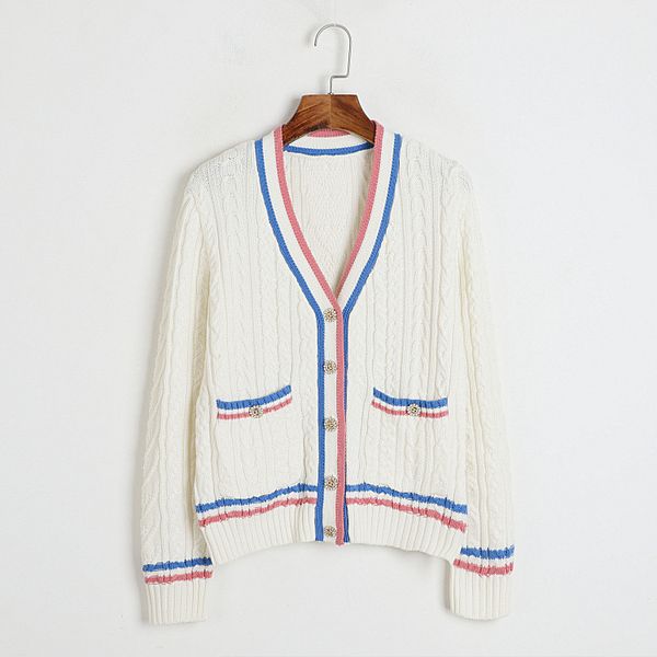 821 2023 autumn women sweater long sleeve v neck cardigan white black pink button brand same style striped white womens dl
821 2023 autumn women sweater long sleeve v neck cardigan white black pink button brand same style striped white womens dl